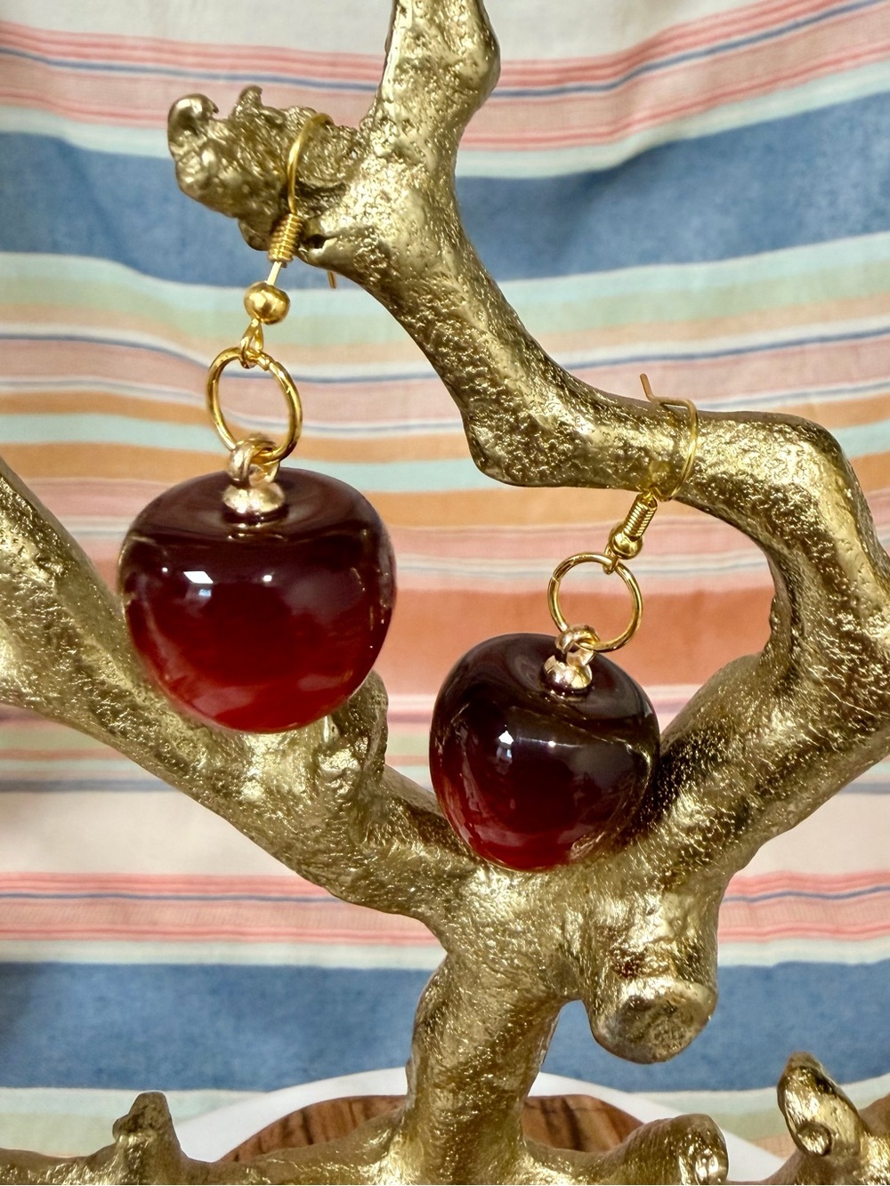 Handmade Red Cherry Drop Earrings
